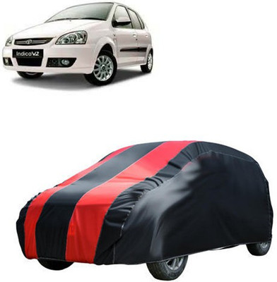 MotohunK Car Cover For Tata Indica V2 (Without Mirror Pockets)(Red, Black)