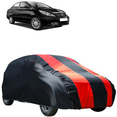 MotohunK Car Cover For Tata Manza (Without Mirror Pockets)(Maroon, Black)