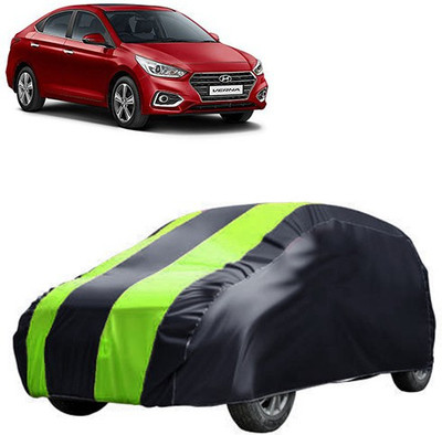 MotohunK Car Cover For Hyundai Verna Facelift (Without Mirror Pockets)(Green, Black)