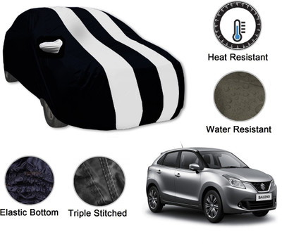 Amanzo Car Cover For Maruti Suzuki Baleno, Glanza (With Mirror Pockets)(Black, White)