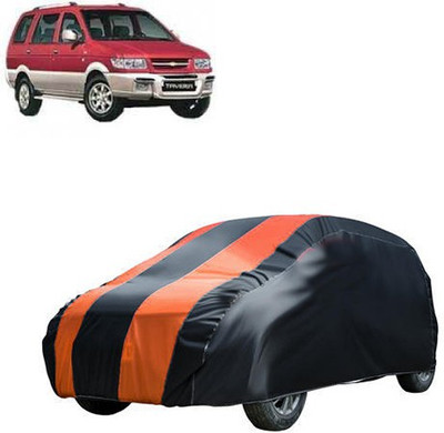 MotohunK Car Cover For Chevrolet Tavera (Without Mirror Pockets)(Orange, Black)