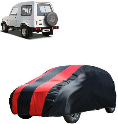 QualityBeast Car Cover For Maruti Suzuki Gypsy MG-410 (Without Mirror Pockets)(Red, Black)