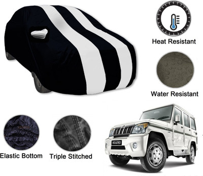 Auto Hub Car Cover For Mahindra Bolero (With Mirror Pockets)(Black, White)