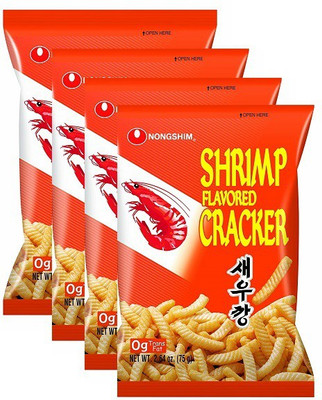 Nongshim Shrimp Flavoured Cracker- 75g (Pack of 4) (Imported) Crackers(4 x 75 g)