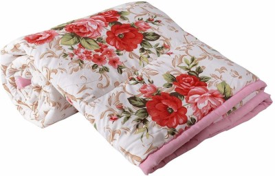 MFI Printed Single Dohar for  AC Room(Poly Cotton, White Pink)