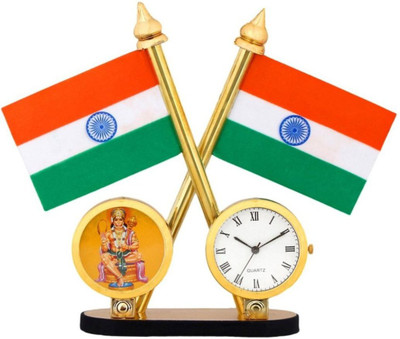 Voyo Indian flag with watch Rectangle Car Dashboard Flag Flag (Plastic, Polyester, Metal) Double Sided Wind Car Dashboard Flag(Rayon)
