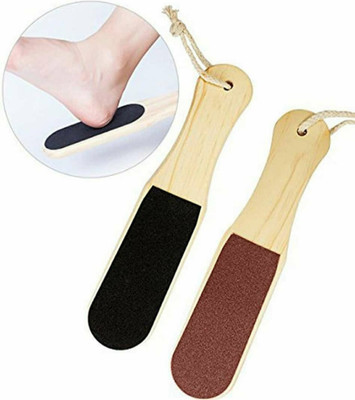 LOWPRICE Double Sided Mild Foot File For Dead Skin Callus Remover Pedicure Tool With Wooden Handle pack of 2