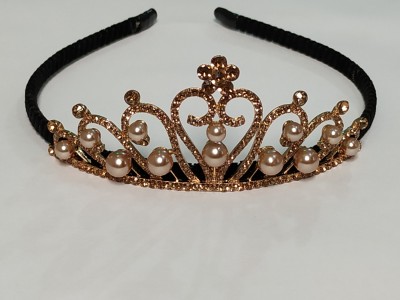 Rubela Copper Crystal Rhinestone Princess Hair Tiara Crown for Girls and Kids Hair Band(Copper)