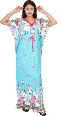 NACNO Floral Print Satin Blend Women Kaftan