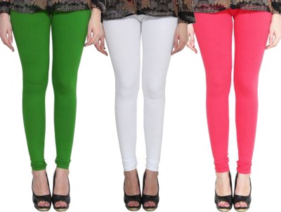 Clarita Churidar  Ethnic Wear Legging(Green, White, Pink, Solid)