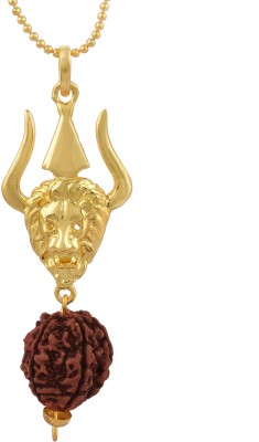 Omkar Jewel Shiv Rudra Trishul Lion Gold Plated Omkar Jewel Pendant Gold-plated Brass Pendant