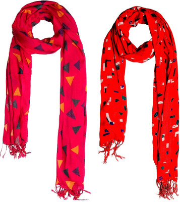 Glam Story Geometric Print Rayon Women Fancy Scarf, Stole, Scarf