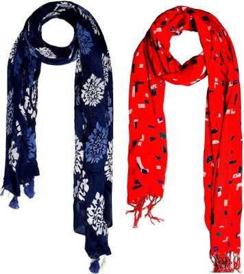 Glam Story Printed Rayon Women Fancy Scarf, Stole, Scarf