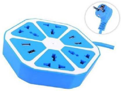 lvpl Hexagon Socket Extension board with 4 USB 2.0Amp charging point -- PowerCube Socket EU Plug 4 Outlets+4 USB Ports Adapter with 1.7m Cable Extension Adapter Multi Switched Socket 4  Socket Extension Boards(Multicolor, 2 m, With USB Port)