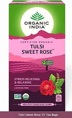 ORGANIC INDIA Tulsi Sweet Rose Tea - 25  Tea Bags Box(25 Bags)