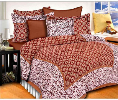 PINK CITY FAB CREATION 280 TC Cotton Double Jaipuri Prints Flat Bedsheet(Pack of 1, Red)