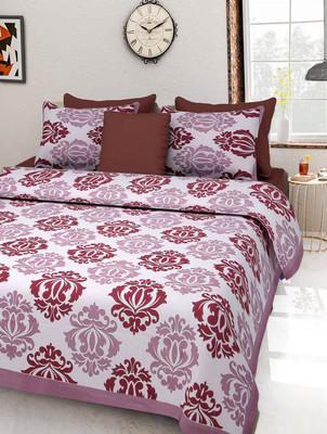 PINK CITY FAB CREATION 280 TC Cotton Double Jaipuri Prints Flat Bedsheet(Pack of 1, Maroon)