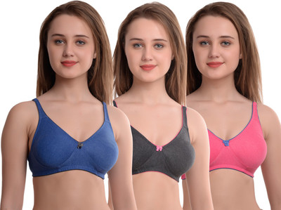 New Care Women Full Coverage Non Padded Bra(Black, Blue, Pink)