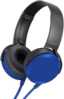 MAGBOT Extra bass Headphones Over The Ear Headset with Calling Mic Wired Headset(Blue, In the Ear)