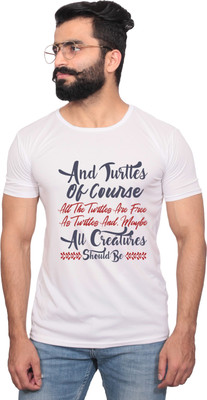 NITYANAND CREATIONS Conversational Men Round Neck Multicolor T-Shirt