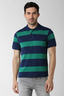peter-england-striped-men-polo-neck-green-t-shirt