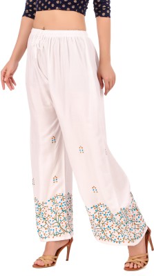 STYLE PREZONE Flared Women White Trousers