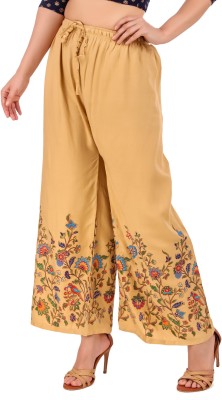 STYLE PREZONE Flared Women Gold Trousers