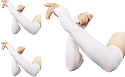 VT VIRTUE TRADERS Cotton Arm Sleeve For Men & Women(L, White)