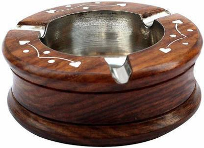 Taargo crafts Hand Carved With Slots For Office/Car/Home/Table Brown Wood Ashtray(Pack of 1)
