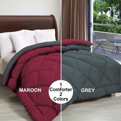 SIE STORE Self Design Double Comforter for  Mild Winter(Microfiber, Maroon, Grey)