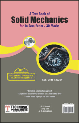 Solid Mechanics for SPPU 19 Course (SE - I - Mech. - 202041) for In sem exam(Paperback, H.J.Sawant, Anup Goel, A.M.Umbrajkaar)