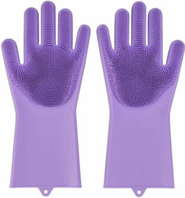 KBMART Magic Silicone Dish Washing Gloves, Silicon Cleaning Gloves Wet and Dry Glove(Free Size)