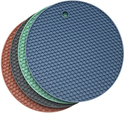 Ramkuwar Silicone Hot Mat Random Set of 4 Matte Trivet(Pack of 4)
