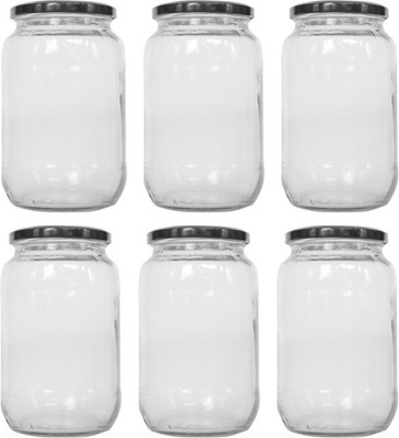 NIXTIL Glass Pickle Jar  - 1000 ml(Pack of 6, Clear)