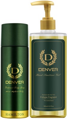 Denver Hamilton Deo 200 Ml & Hand Sanitizer Gel 500 Ml Deodorant Spray  -  For Men & Women  (700 ml, Pack of 2)
