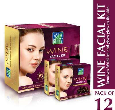 ASTABERRY Wine Facial Kit Pouch 2 Facial SET-Anti-ageing Glowing Skin(2 x 0.2 g)