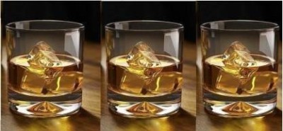 SARDAR CREATION (Pack of 3) Premium Whiskey Rocks Glasses for Vodka Bourbon Whisky Scotch Liquor (Set of 3, 300 ML) Glass Set(300 ml, Glass)