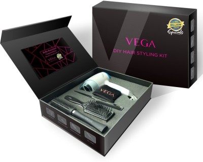 VEGA Styling Kit (Hair Dryer 1400W, Paddle Brush, Round Brush, Tail Comb & free Pouch) - BBD Special VGGP-04 Hair Dryer (1400 W, Black)