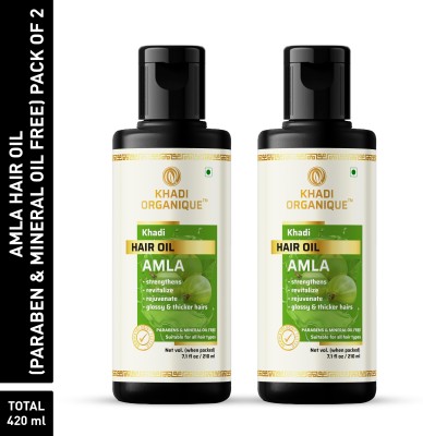 khadi ORGANIQUE Amla Hair Oil WITHOUT MINERAL pack of 2 Hair Oil(420 ml)