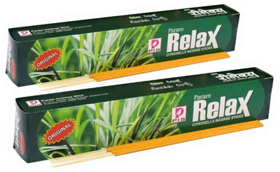 PARAM Relax 240 Citronella Incense Sticks Mosquito Repellent Agarbatti - Herbal and Natural (Pack of 2 Boxes x 12 Pouches x 10 Sticks per Pouch= 240 Sticks) LEMON GRASS, CITRONELLA, CAMPHOR(240, Set of 2)
