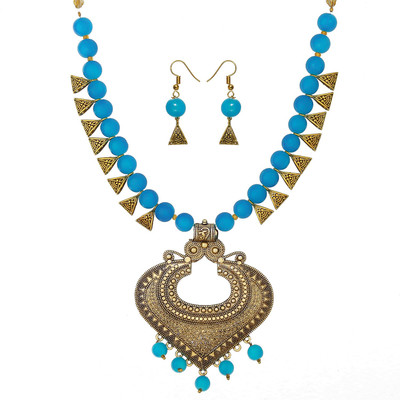 SHUBHAM JEWELLERS Alloy Brass Blue Jewellery Set(Pack of 1)