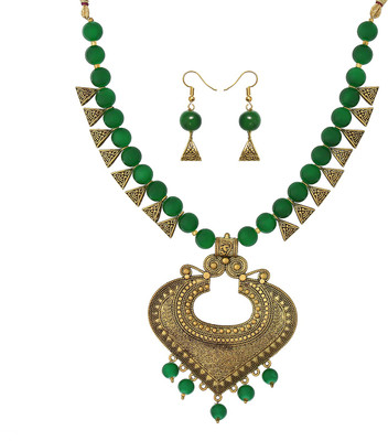 SHUBHAM JEWELLERS Alloy Brass Green Jewellery Set(Pack of 1)