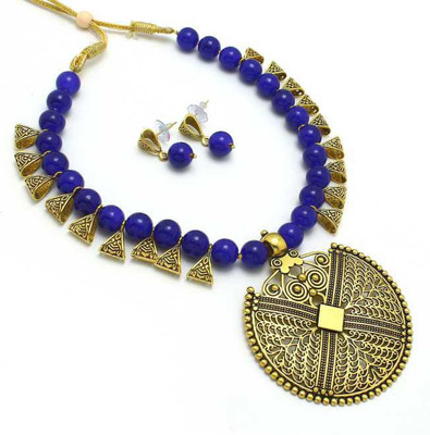 Foxy Trend Alloy Brass Gold, Blue Jewellery Set(Pack of 1)