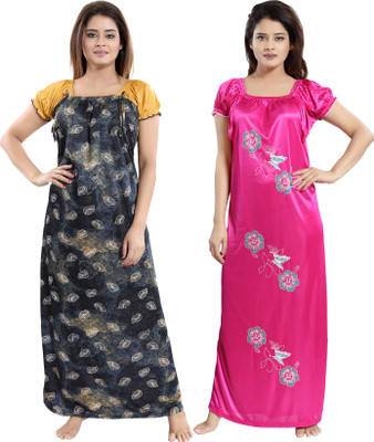 Shopping World Women Nighty(Multicolor)