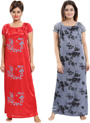 Shopping World Women Nighty(Multicolor)