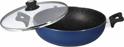 Baltra induction base non stick kadai 26 cm (Blue) Kadhai 26 cm diameter with Lid 4 L capacity(Aluminium, Non-stick, Induction Bottom)