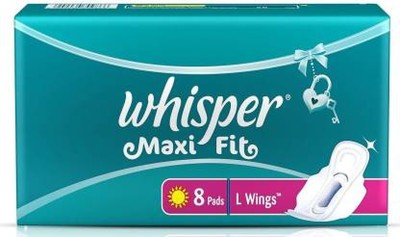 Whisper Maxi Fit L-Wing Sanitary Pad (8 Count) Sanitary Pad(Pack of 8)