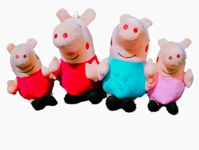 Toyskart Peppa Pig Family Soft Toys Set. Peppa Pig Soft Toys for Kids Set Family. Peppa Family for Kids (Includes Peppa Pig, Mummy Pig, George Pig, Daddy). Family Peppa Pig. Size 32 cm and 22 cm.  - 32 cm(Red, Blue, Pink)