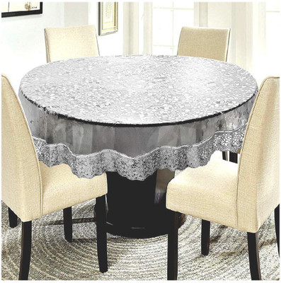 MONKDECOR Solid 4 Seater Table Cover(Silver, PVC)