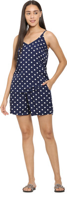 USA Fantasy Women Floral Print Blue Night Suit Set